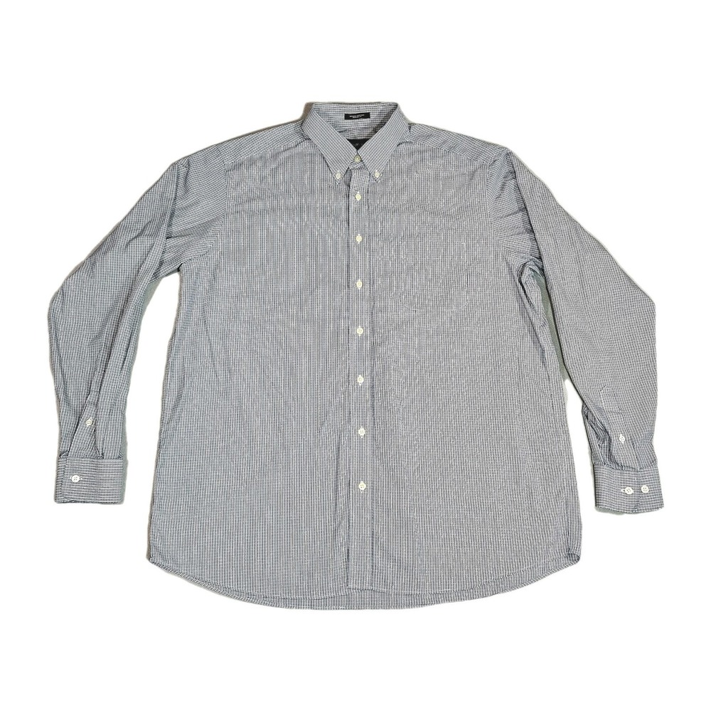 Eddie Bauer Shirt Mens XLT Extra Large Tall Black White Micro Check Button Down